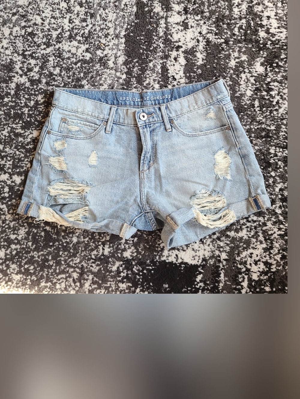 Articles Of Society Light Blue Distressed Denim Cutoff Shorts